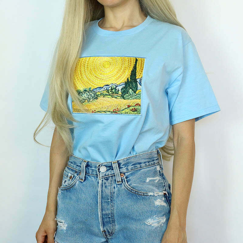 Wheat Field with Cypresses Tee - Artsy Coquette Heart Design for Trendy Y2K Outfits