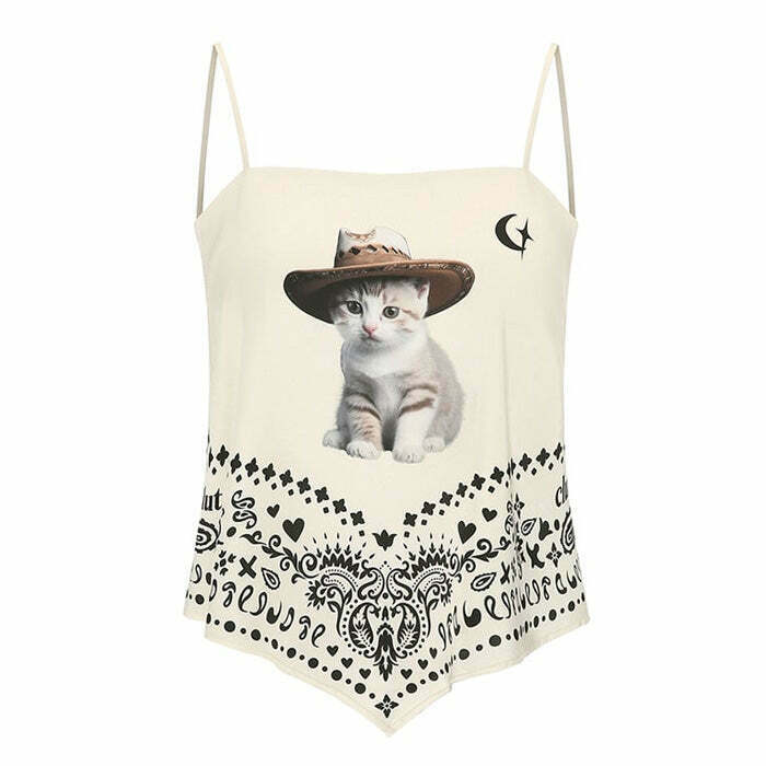 Wild West Kitty Bandana Top - Y2K Hello Kitty Inspired Disco Western Fashion Statement