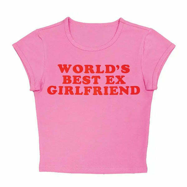 World's Best Ex Girlfriend Y2K Baby Tee - Trendy Pink Graphic Tee for Stylish Outfits