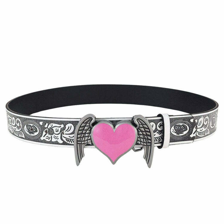 Y2K Aesthetic Angel Wings Heart Belt - Trendy Y2K Style with Unique Design and Comfort