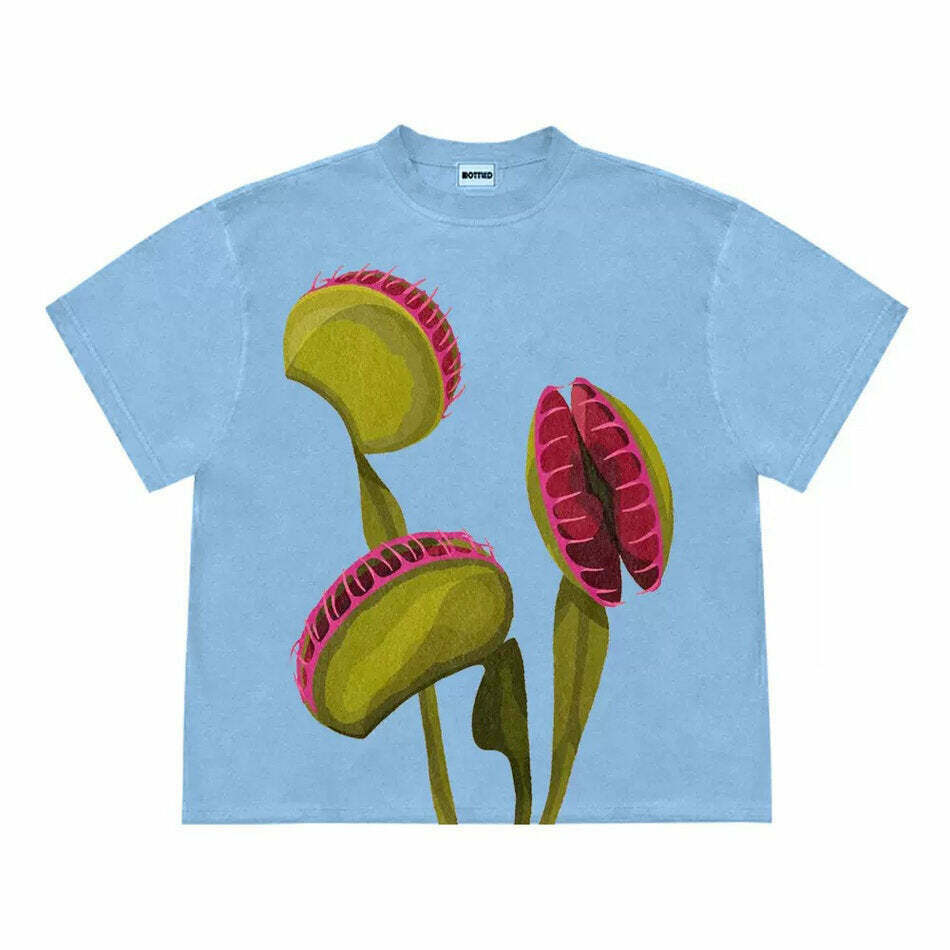 Y2K Aesthetic Venus Flytrap Graphic Shirt - Cute Cut-Out Design for Trendy Style