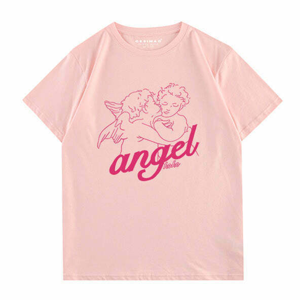 Y2K Angel Wings Crop Top - Stylish 95% Cotton T-Shirt with Spandex for Trendy Looks