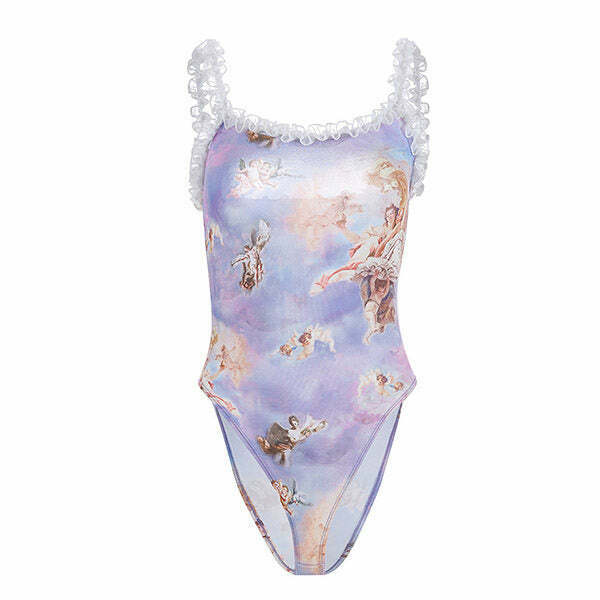 Y2K-Inspired Angel Bodysuit with Trendy Wings - Chic Baddie Style for Fashion Lovers