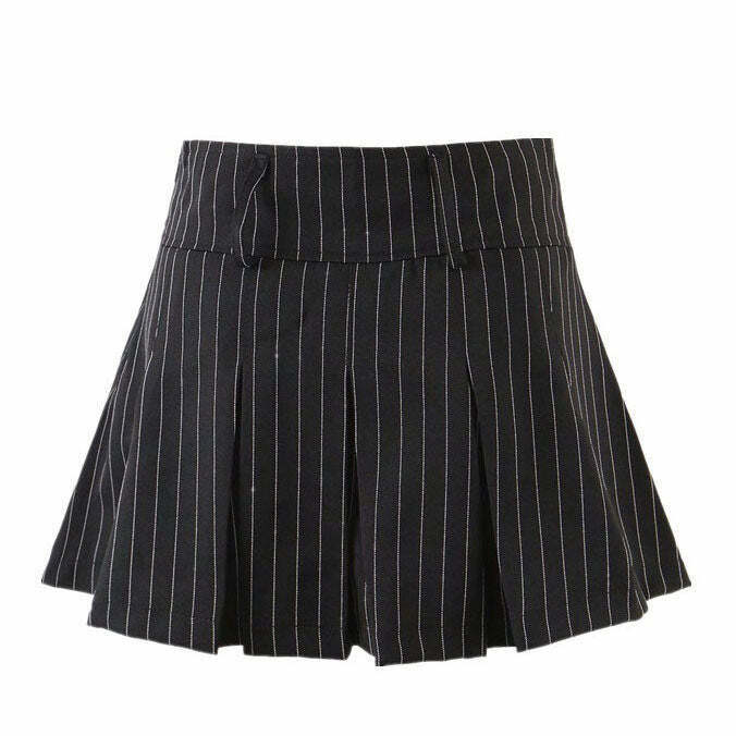 Y2K-Inspired Baby Lies Striped Pleated Skirt - Trendy Drawstring Grey Cargo Design