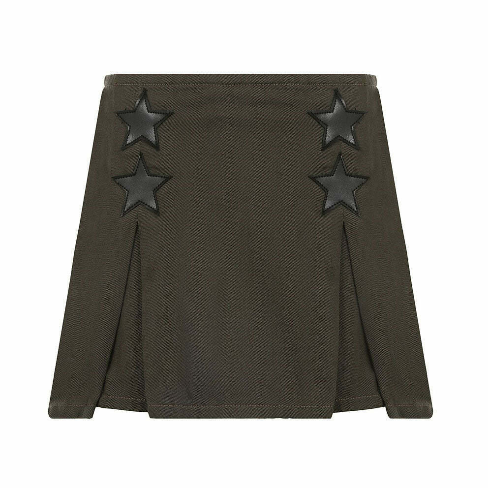 Y2K-Inspired Rock The Scene Star Skirt - Trendy Drawstring Design with Aesthetic Stars