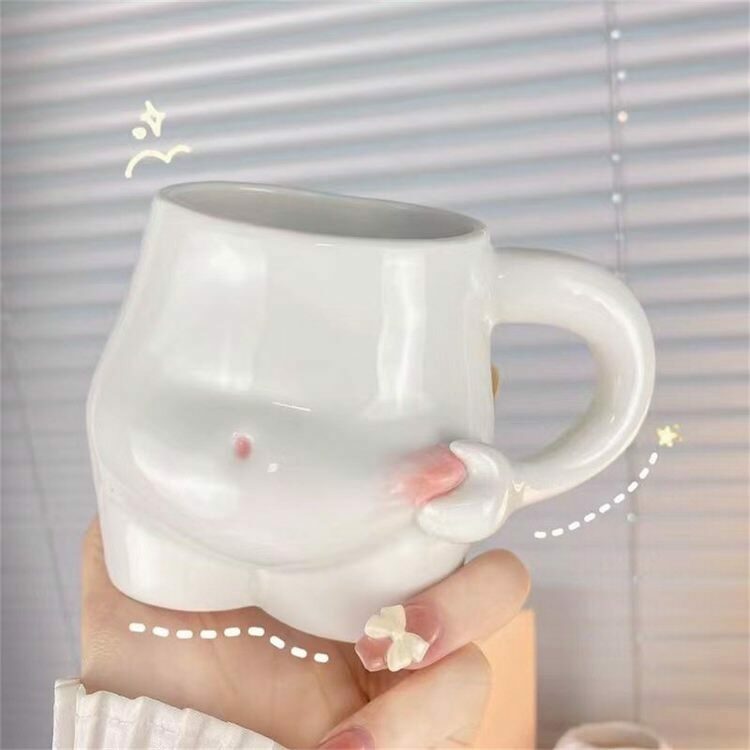 Yummy Tummy Aesthetic Ceramic Mug - Y2K Style Houseware for Trendy Home Decor